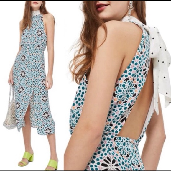 Topshop Dresses & Skirts - Topshop Gio Neck Tie Halter Dress Sz 2